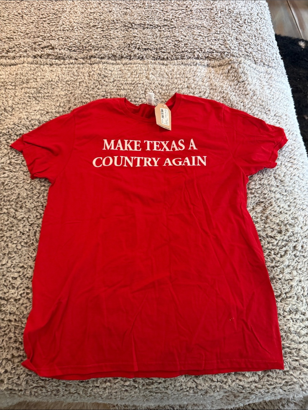 Fruit of the Loom Red Graphic Tee - "Make Texas A Country Again"